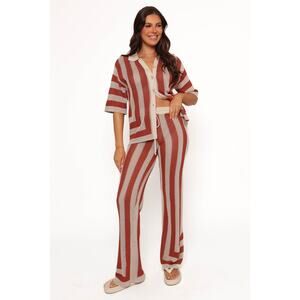NWT Seven Wonders Ziggy Set Terracotta Sand Size Medium Top Pants Knit Wide Leg